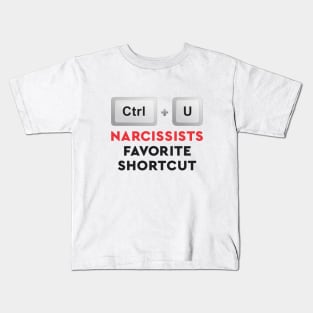 Minimalist Narcissist Abuse Control Shortcut Keyboard Typography Kids T-Shirt